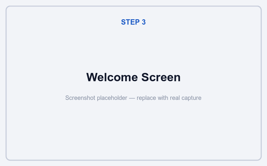 Setup wizard welcome screen