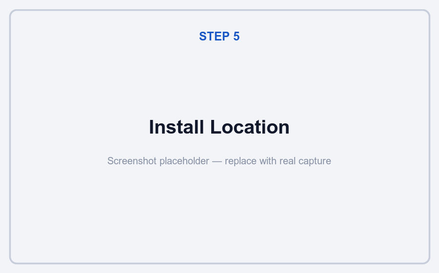 Choose install location screen
