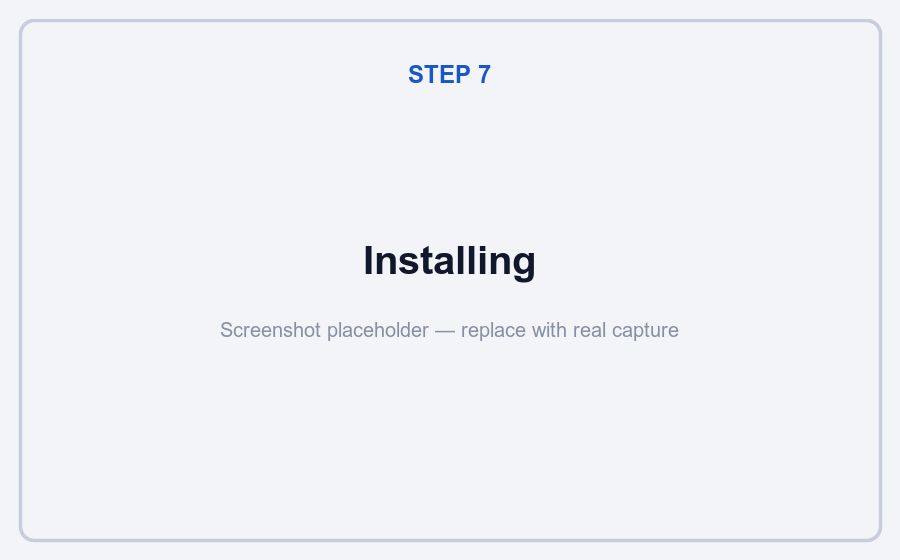 Installation progress screen