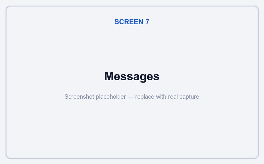 Messages screen with SMS conversation list
